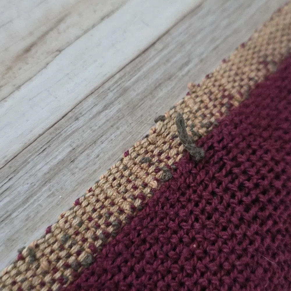VHC, Inc Primitive Throw Burgundy Tan Vasarely Woven Blanket 64x48 Fringe